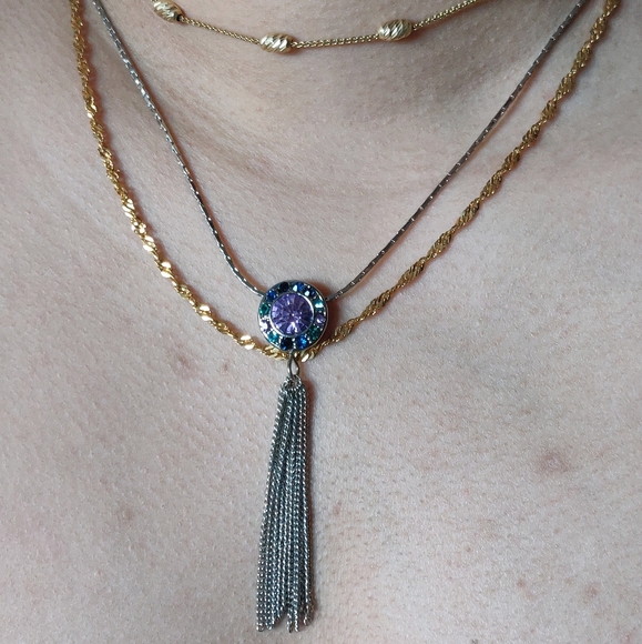 Mid-2000s Purple and Blue Pendant Necklace - Picture 3 of 3